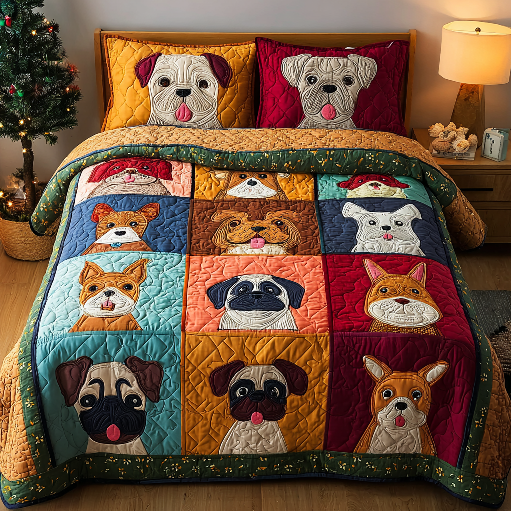 Dog Land Quilted Bedding Set Best Bedspread Set Awesome Dog Lover Gifts
