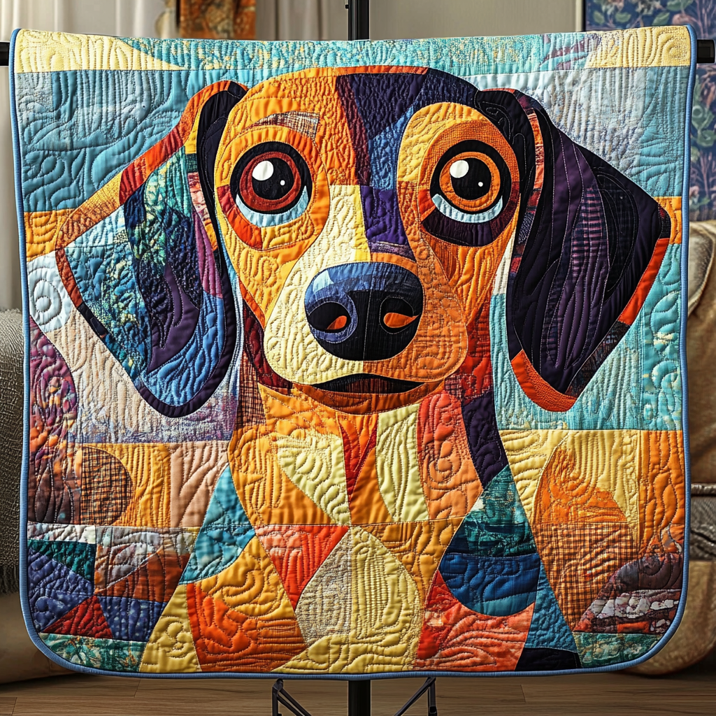 Dog Lover Quilted Blanket Christmas Holiday Sausage Dog Themed Gifts