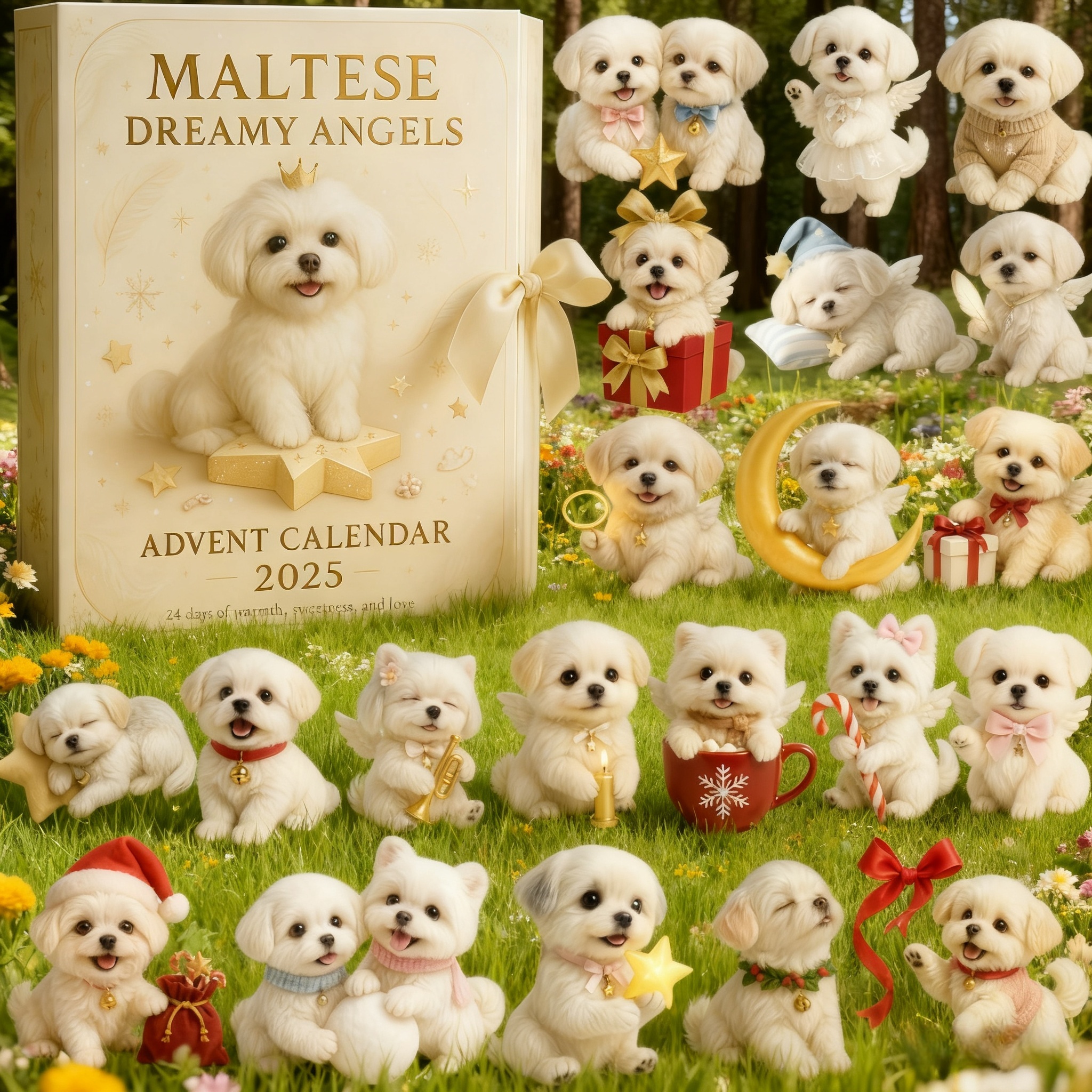 Dog Maltese Dreamy Angels Advent Calendar 2025 Christmas Advent Calendar Dog Xmas Gifts