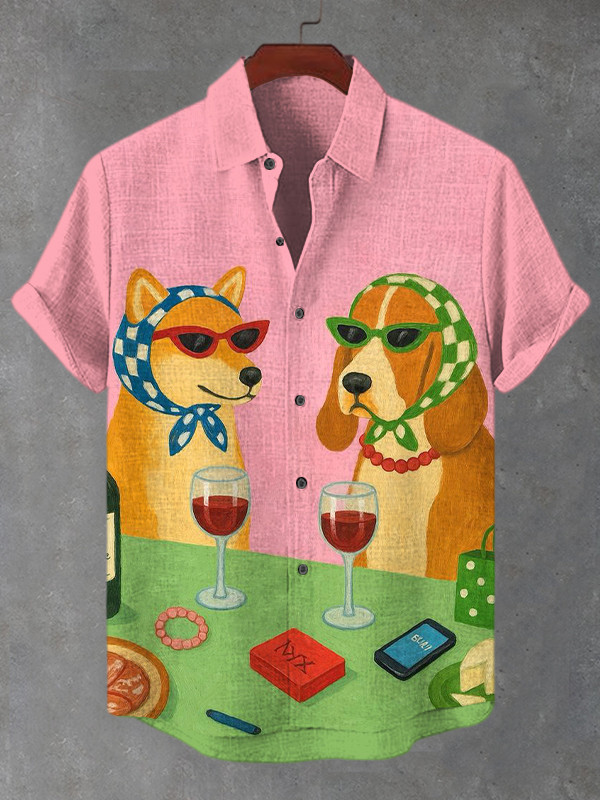 Dog Party Art Hawaiian Shirt Gifts For Dog Owners