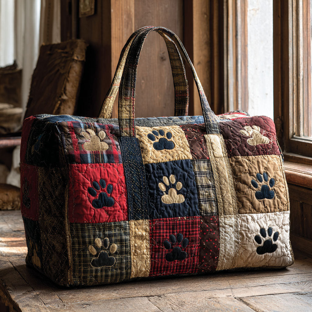 Dog Paw Quilted Duffle Bag Pet Lovers Travel Gear Best Gift For Dog Moms Owners