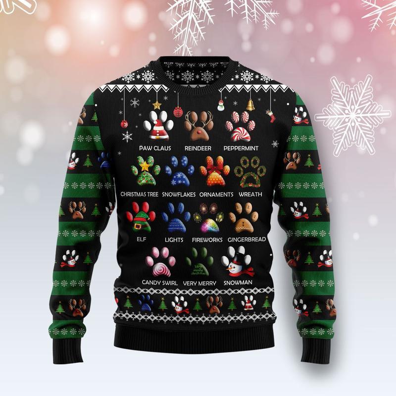 Dog Paw Ugly Christmas Sweater Best Holiday Jumper Christmas Gifts For Dog Lovers