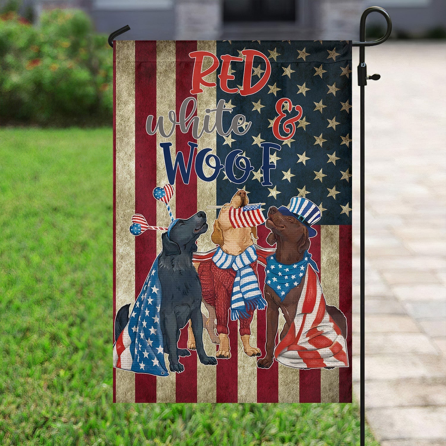 Dog Red White Woof American Flag Pet Themed July 4th Home Decor Gift For Dog Owners