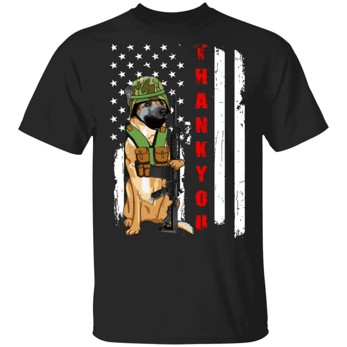 Dog Thank You Veterans United States Flag T-Shirt Gift For Soldiers