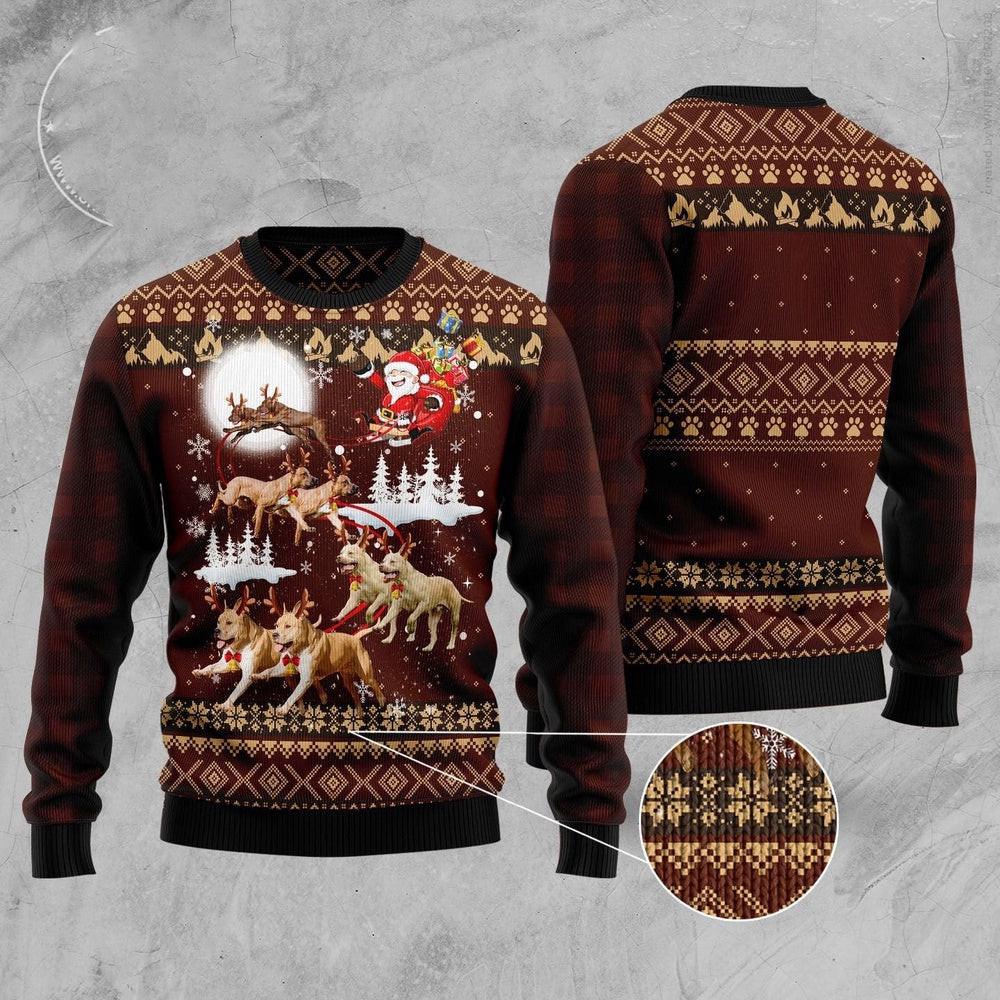 Dog Ugly Christmas Sweater American Pit Bull Terrier Reindeers Car Ugly Christmas Sweater Xmas Gifts