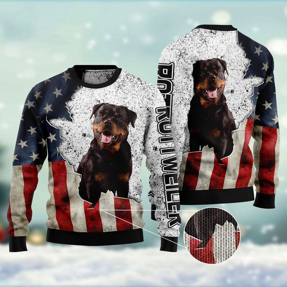 Dog Ugly Christmas Sweater American Rottweiler Ugly Christmas Sweater Xmas Gifts
