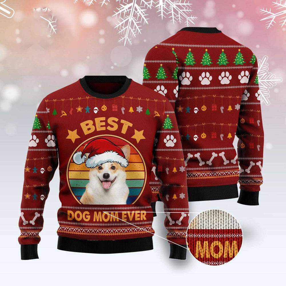 Dog Ugly Christmas Sweater Cardigan Welsh Corgi Best Dog Mom Ever Ugly Christmas Sweater Xmas Gifts