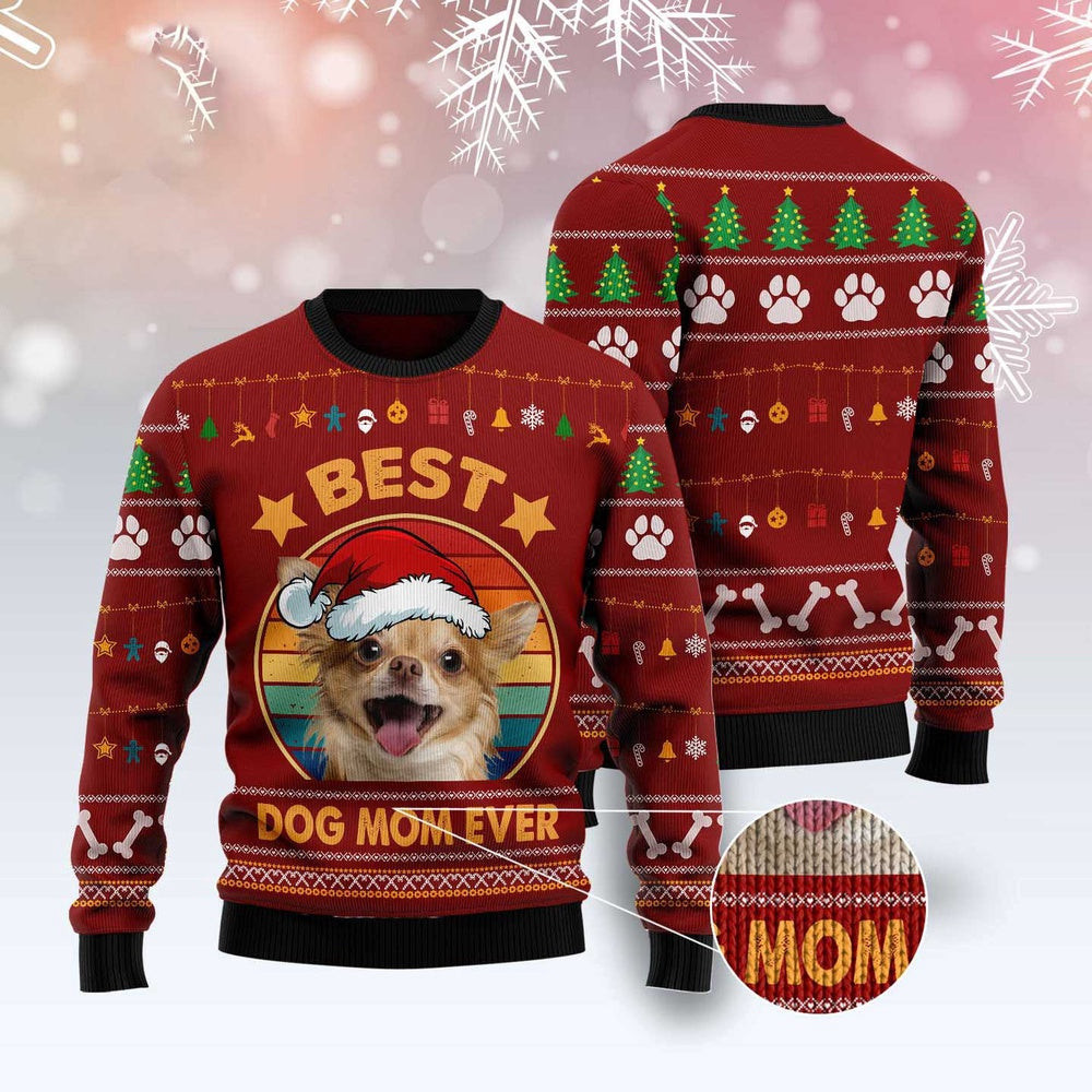 Dog Ugly Christmas Sweater Chihuahua Best Dog Mom Ever Ugly Christmas Sweater Xmas Gifts