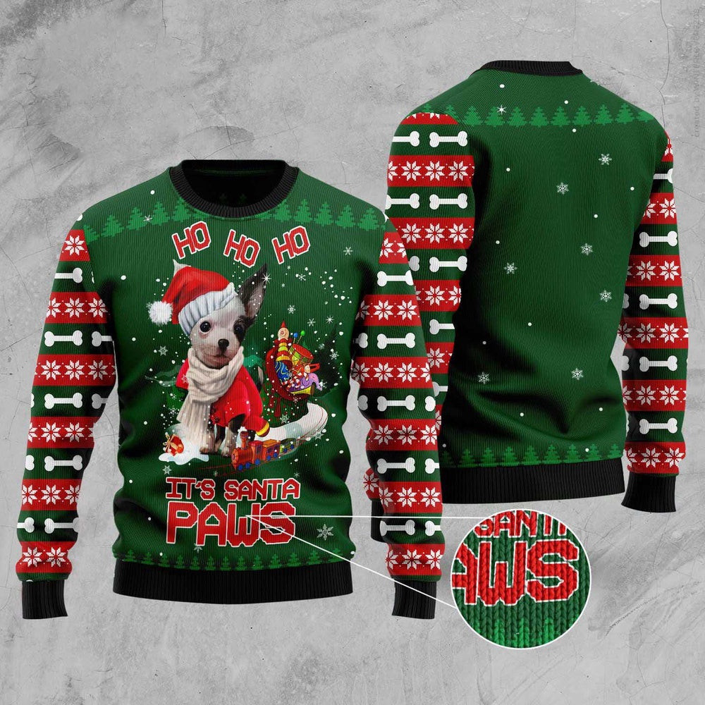 Dog Ugly Christmas Sweater Chihuahua Santa Paws Ugly Christmas Sweater Xmas Gifts