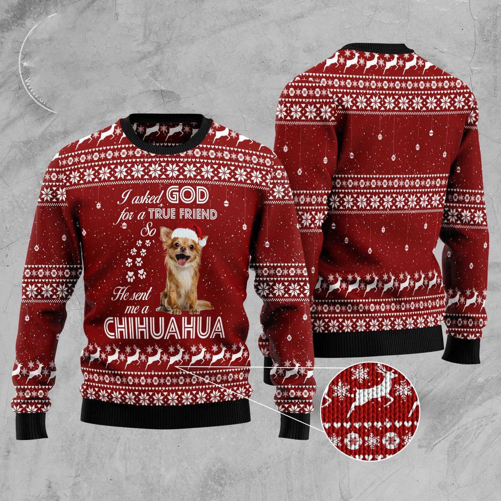 Dog Ugly Christmas Sweater Chihuahua True Friend Ugly Christmas Sweater Xmas Gifts