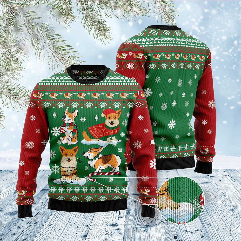 Dog Ugly Christmas Sweater Corgi Snow Day Ugly Christmas Sweater Xmas Gifts