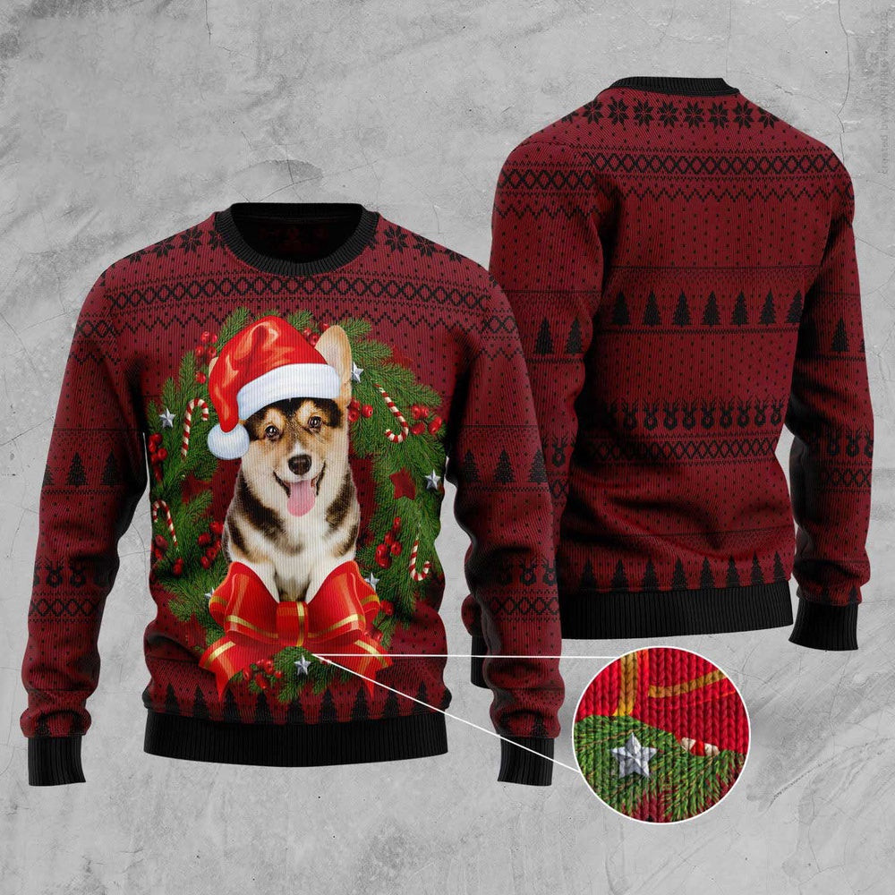Dog Ugly Christmas Sweater Corgi Wreath Ugly Christmas Sweater Xmas Gifts
