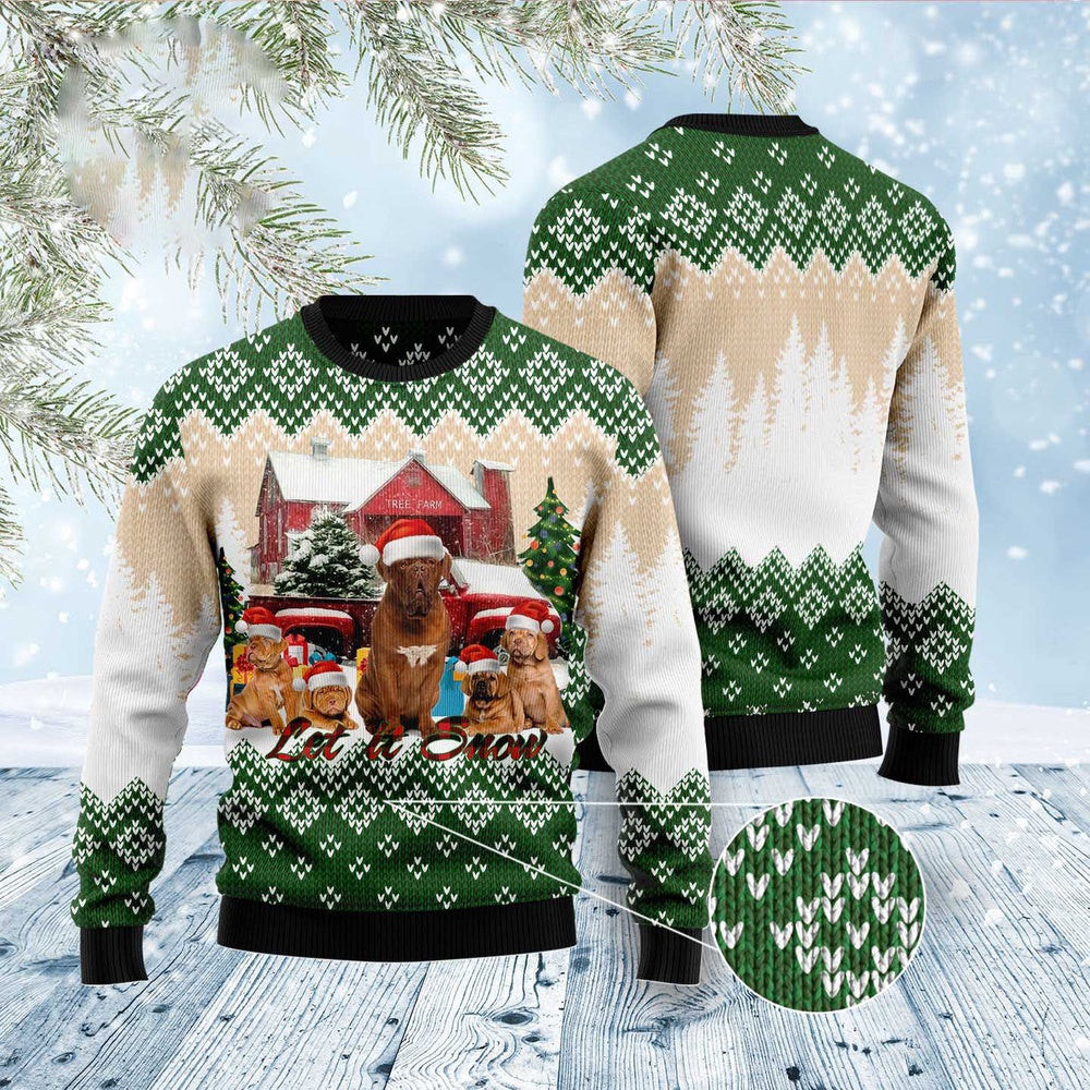 Dog Ugly Christmas Sweater Dogue-De Bordeaux Let It Snow Ugly Christmas Sweater Xmas Gifts