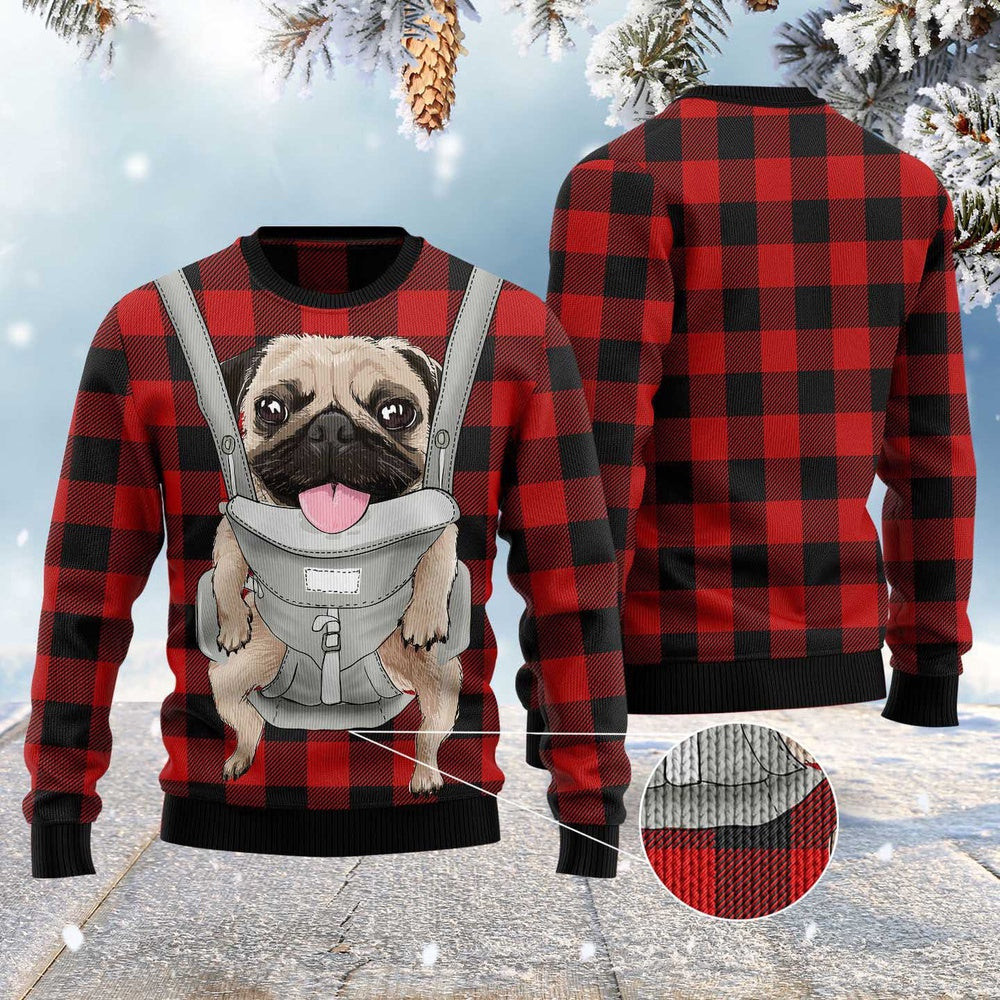 Dog Ugly Christmas Sweater Front Carrier Dog Pug Ugly Christmas Sweater Xmas Gifts