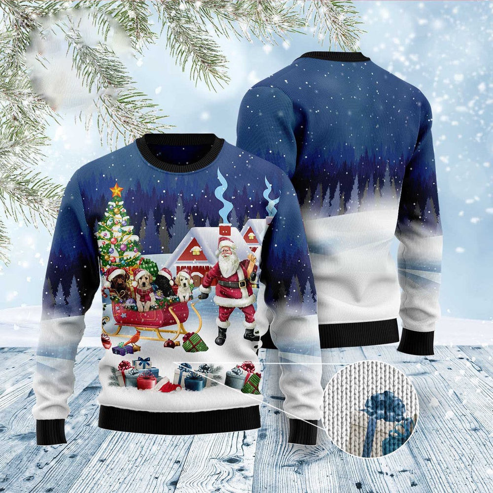 Dog Ugly Christmas Sweater Labrador Retriever Santa Sled Ugly Christmas Sweater Xmas Gifts