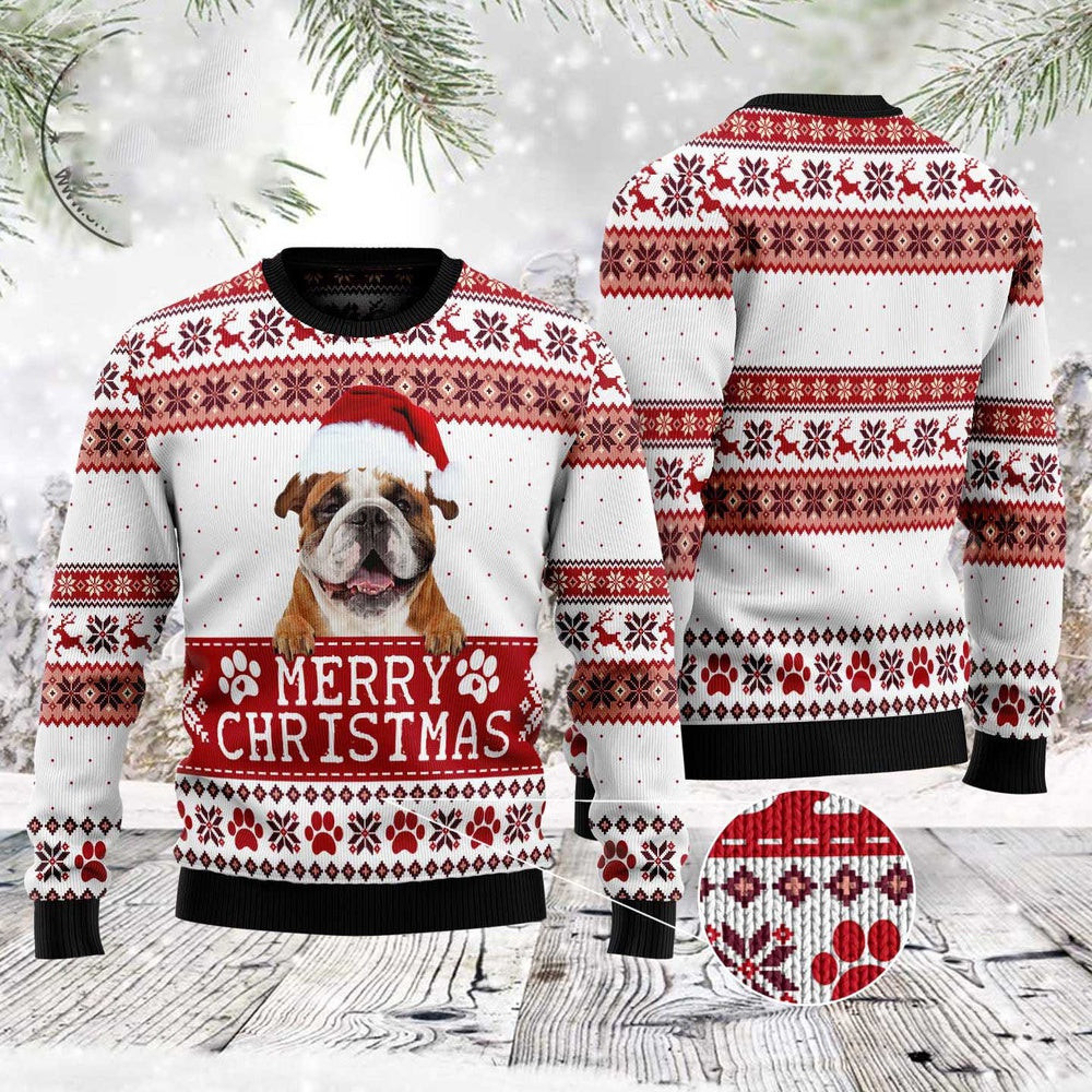 Dog Ugly Christmas Sweater Merry Christmas Cute Bulldog Ugly Christmas Sweater Xmas Gifts