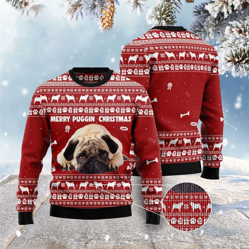 Dog Ugly Christmas Sweater Merry Puggin Christmas Ugly Christmas Sweater Xmas Gifts