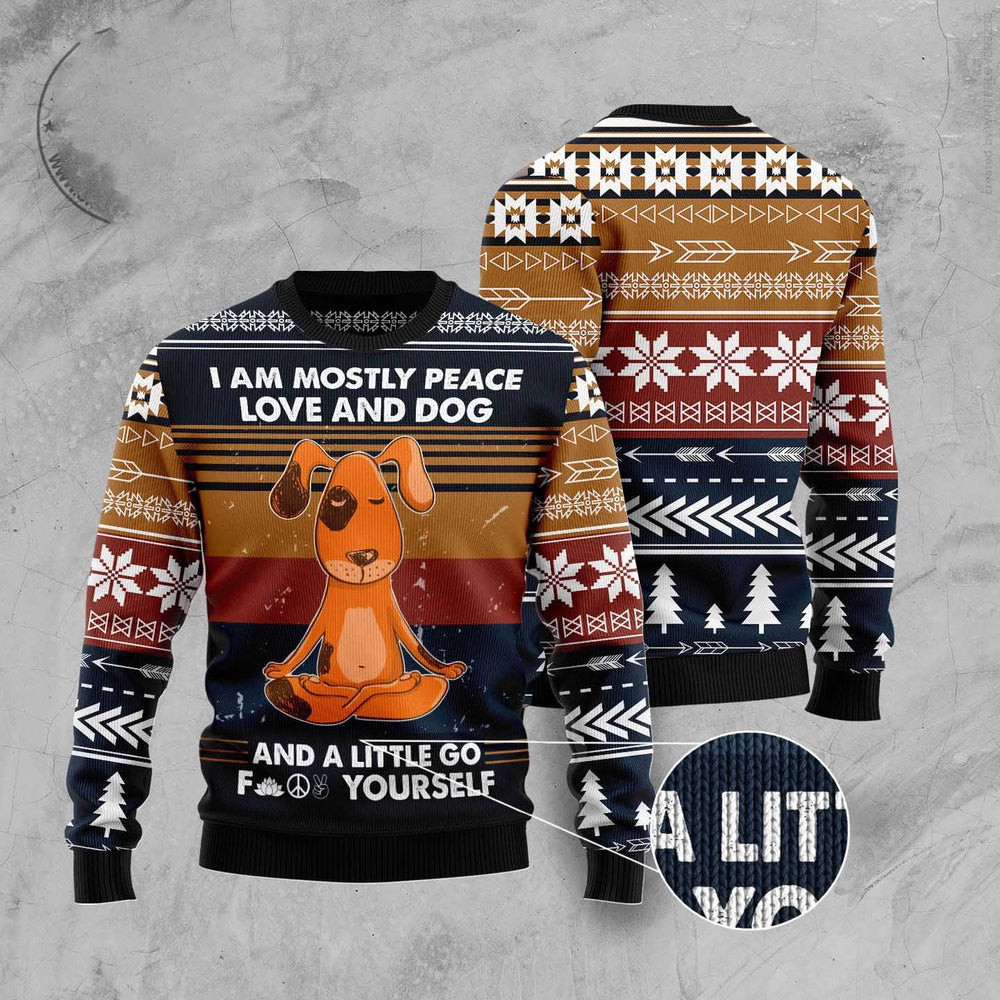 Dog Ugly Christmas Sweater Peace Love And Dog Ugly Christmas Sweater Xmas Gifts