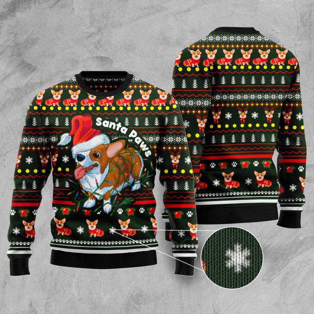 Dog Ugly Christmas Sweater Pembroke Welsh Corgi Paws Ugly Christmas Sweater Xmas Gifts