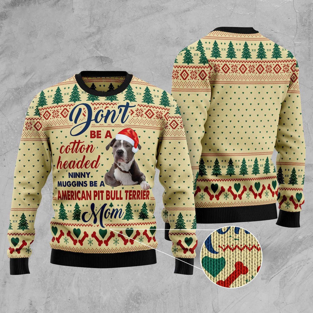 Dog Ugly Christmas Sweater Pit Bull Terrier Mom Ugly Christmas Sweater Xmas Gifts
