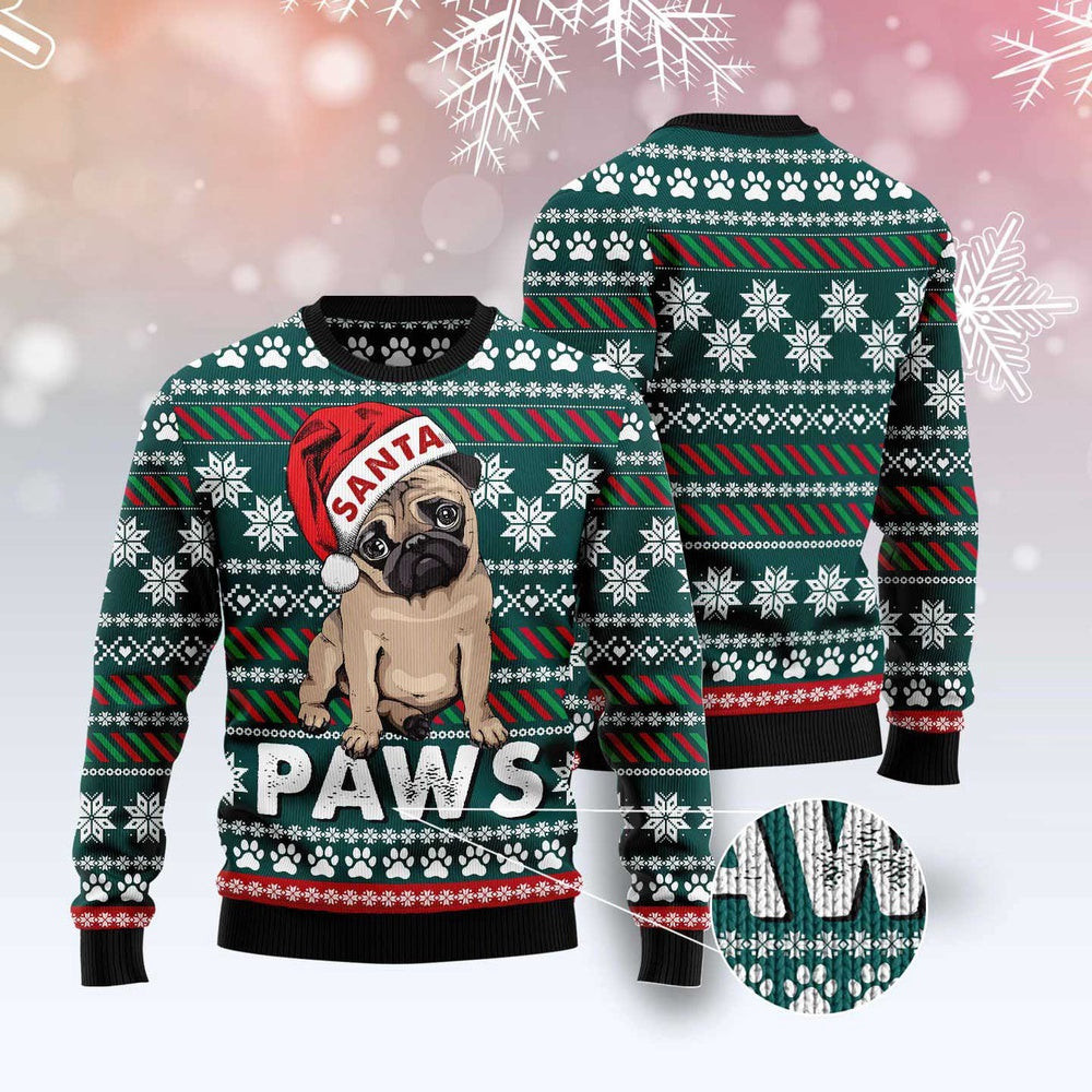 Dog Ugly Christmas Sweater Pug Santa Paws Ugly Christmas Sweater Xmas Gifts