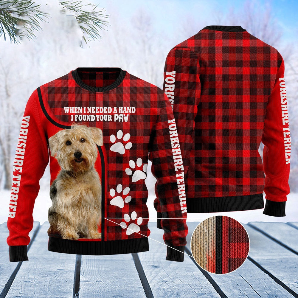 Dog Ugly Christmas Sweater Yorkshire Terrier Paw Ugly Christmas Sweater Xmas Gifts