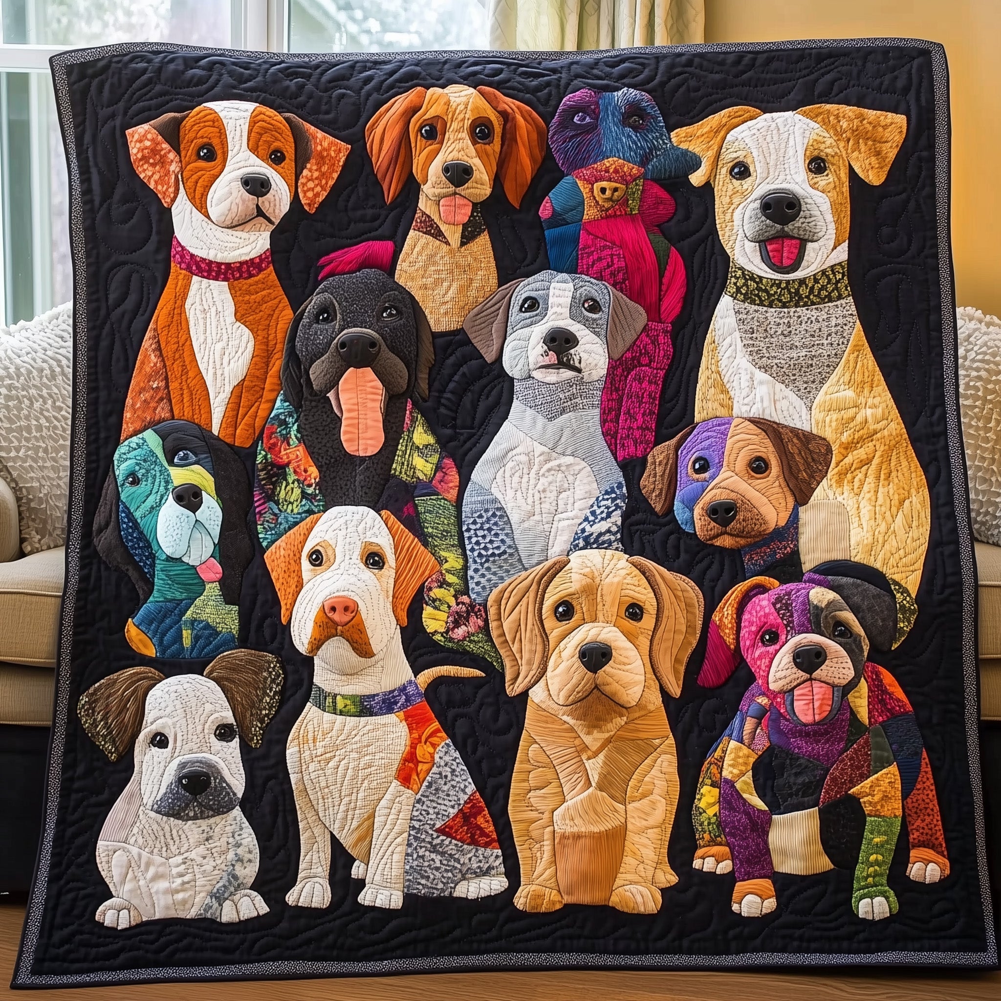 Dog Vibe Quilted Blanket Best Couch Throw BlanketDog Inspired Gifts