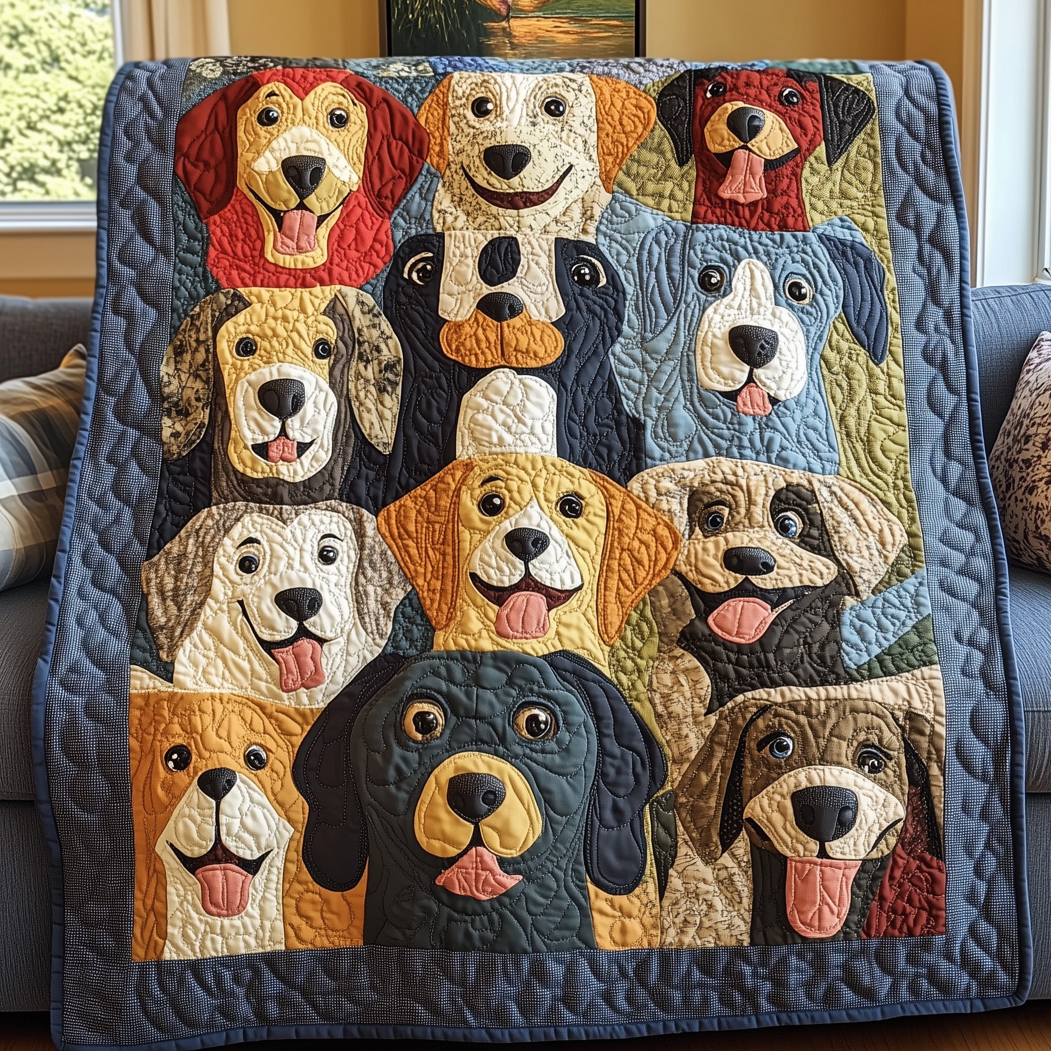 Dog Vibe Quilted Blanket Best Couch Throw BlanketDog Themed Presents
