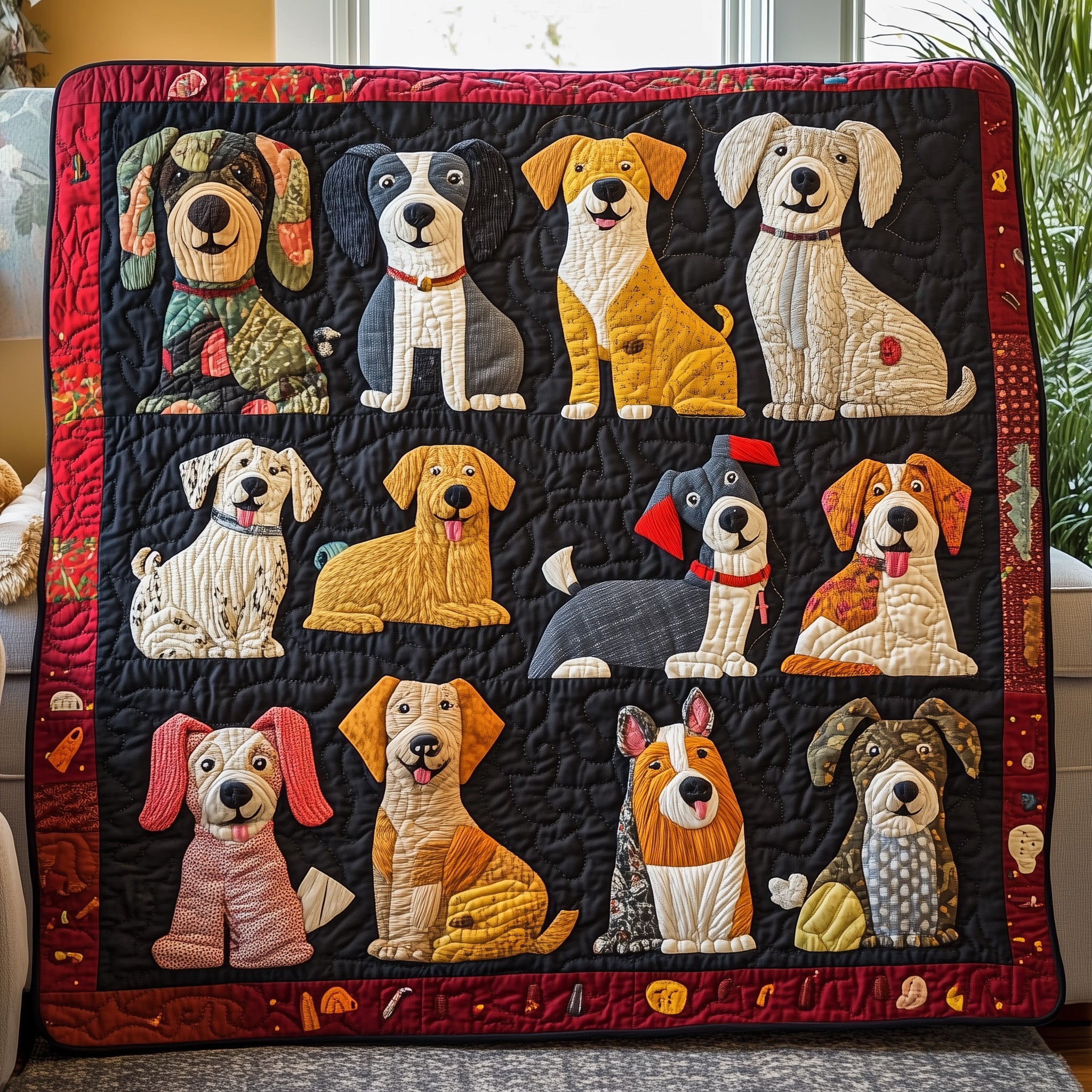 Dog Vibe Quilted Blanket Best Couch Throw BlanketXmas Gift For Dog Lover