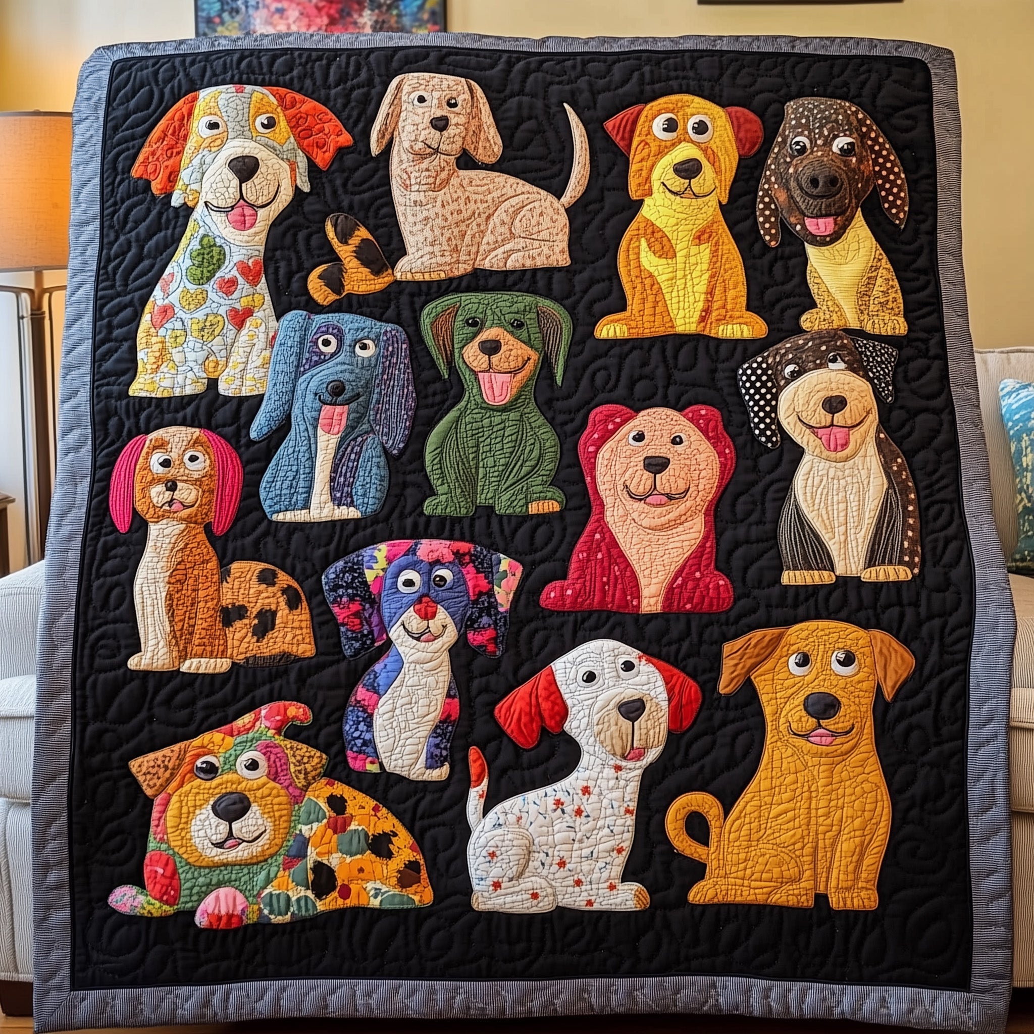 Dog Vibe Quilted Blanket Best Couch Throw BlanketXmas Gifts For Dog Lovers