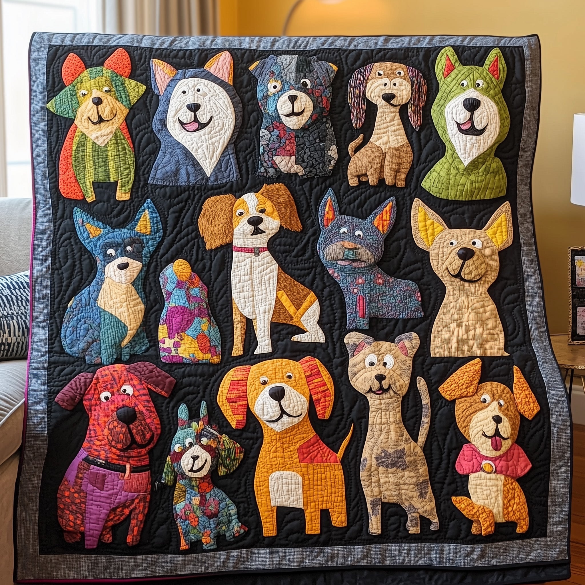 Dog Vibe Quilted Blanket Best Couch Throw BlanketXmas Presents For Dog Lovers
