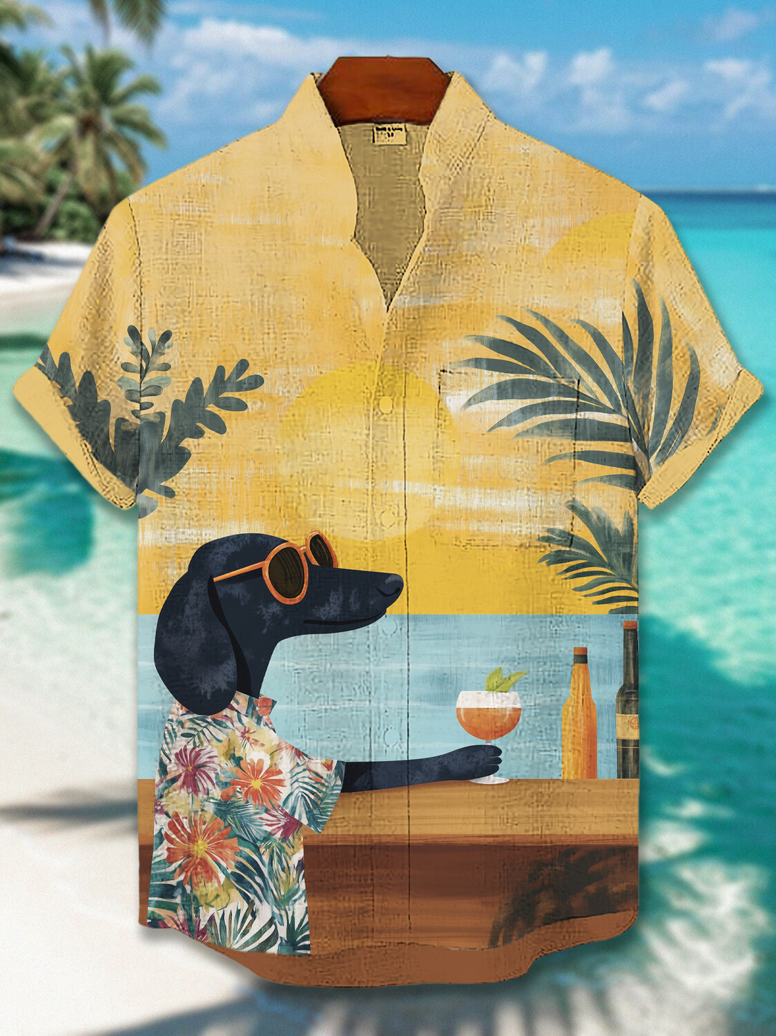 Dog Wearing A Hawaiian Shirt Vacation Style Print Hawaiian Shirt Gifts For Dachshund Lovers
