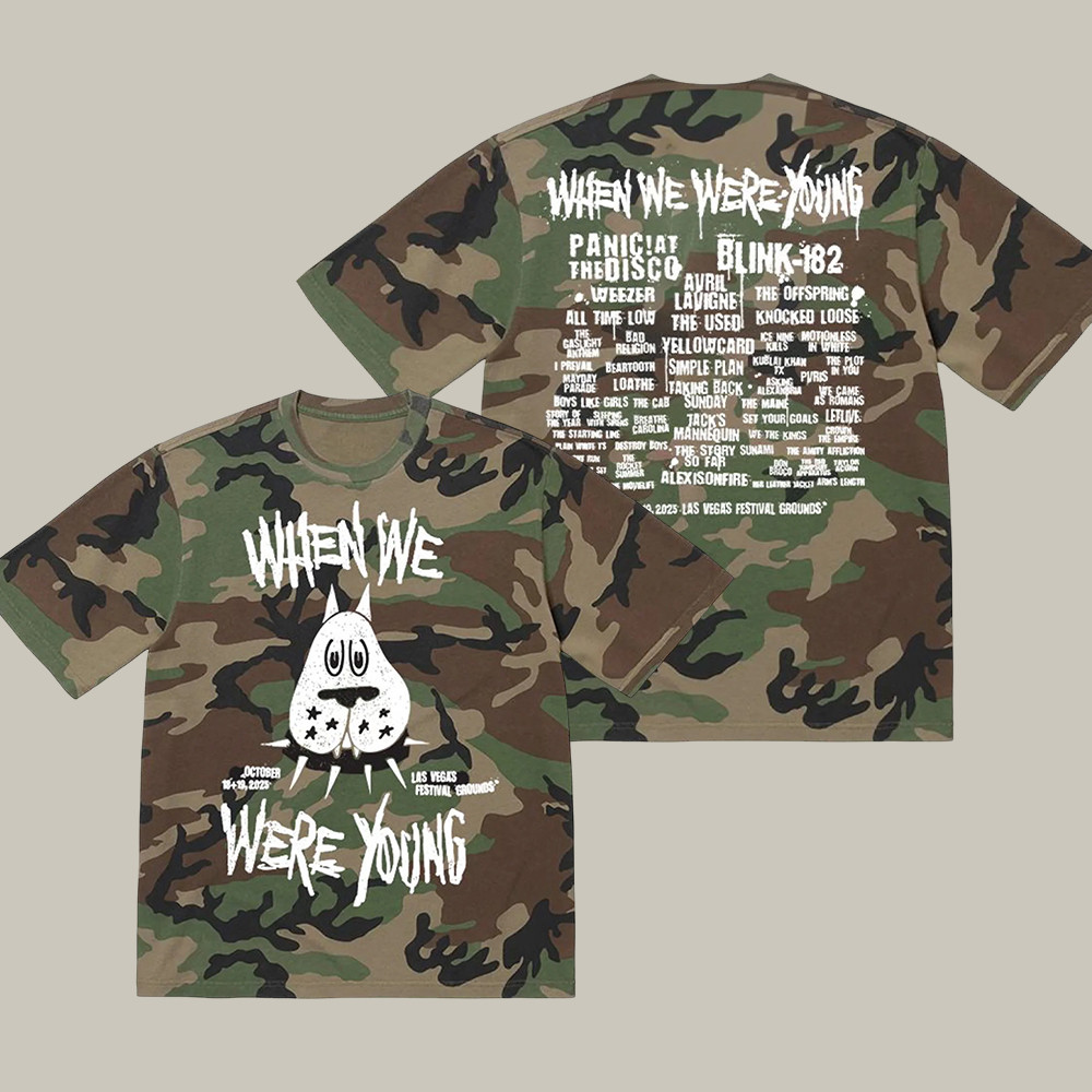 Dog When We Were Young Camo T-Shirt Music Festival Merch Presents For Music Lovers