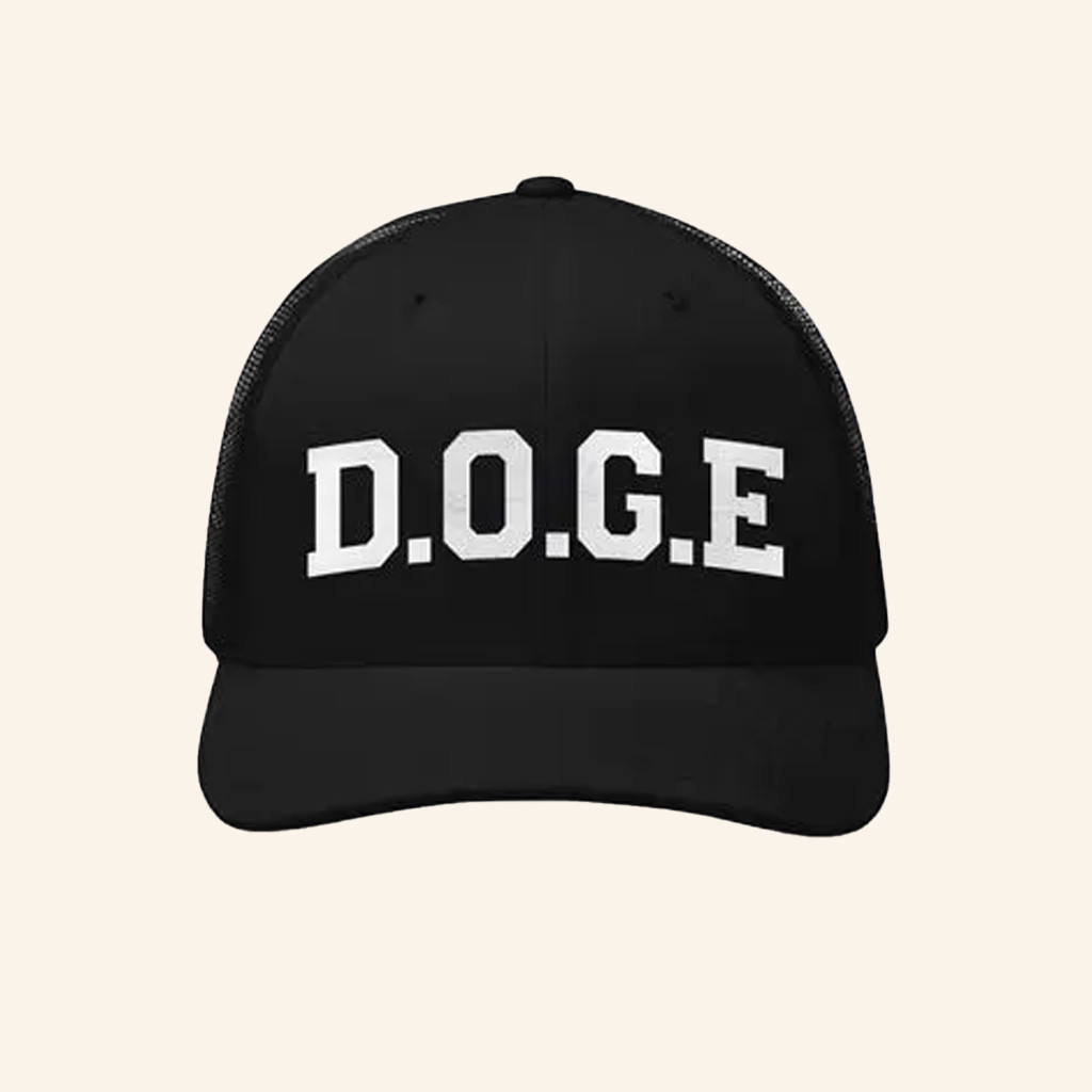 DOGE Gov Merch DOGE White Letters Embroidered Trucker Hat Gifts For Dad