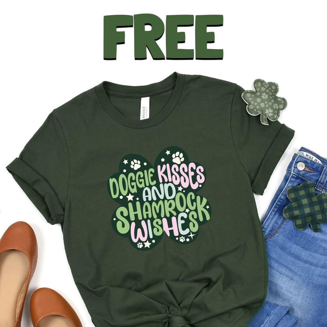 Doggie Kisses And Shamrock Wishes Shirt Funny Patrick's Day T-Shirt Dog Lovers Gifts