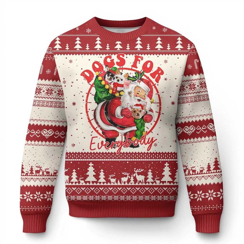 Dogs And Santa Dogs For Everybody Ugly Christmas Sweaters Cute Jumper Presents For Dog Owners