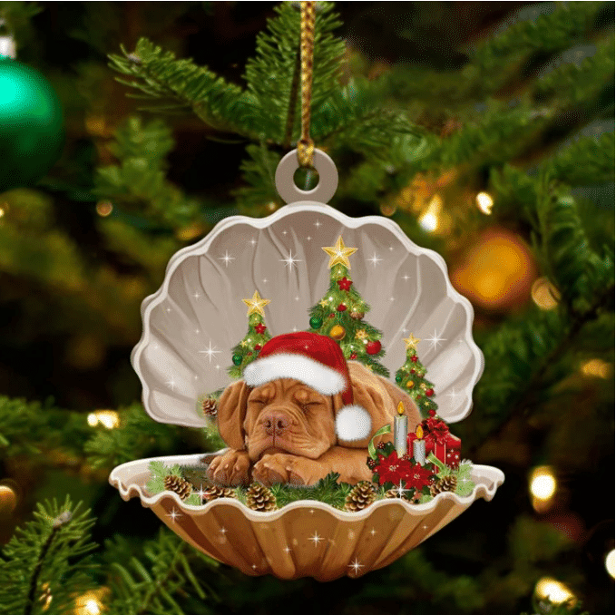 Dogue De Bordeaux3 Sleeping in Pearl Dog Christmas Ornament Flat Acrylic
