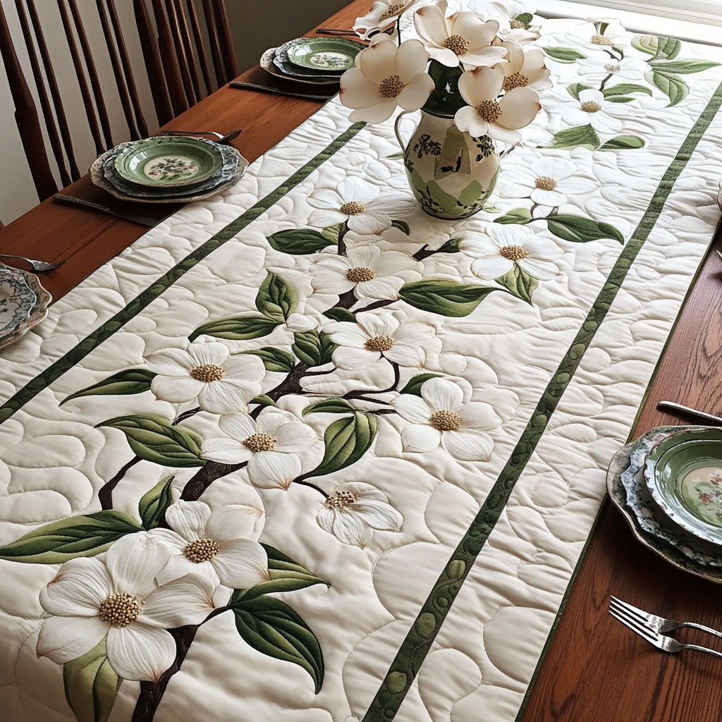 Dogwood Breeze Quilted Table Runner Flower Table Runner Unique Gifts For Family