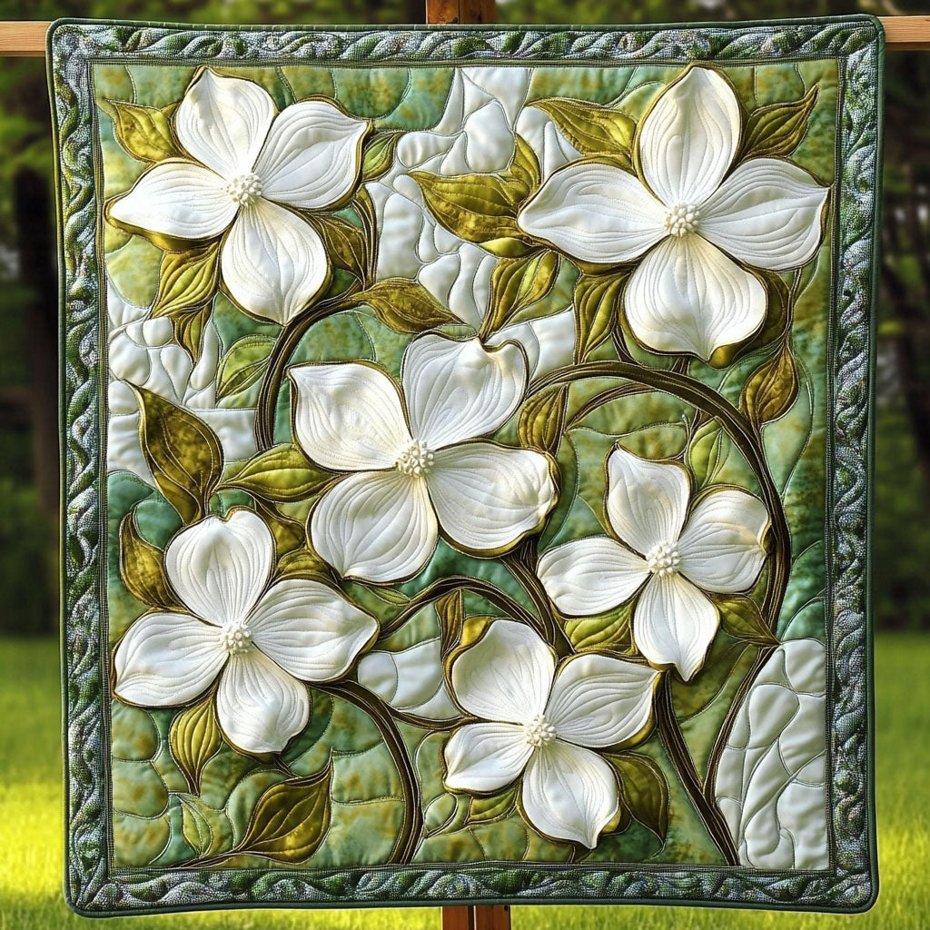 Dogwood Dream Quilted Blanket Cute Throw Blanket Christmas Flower Gifts