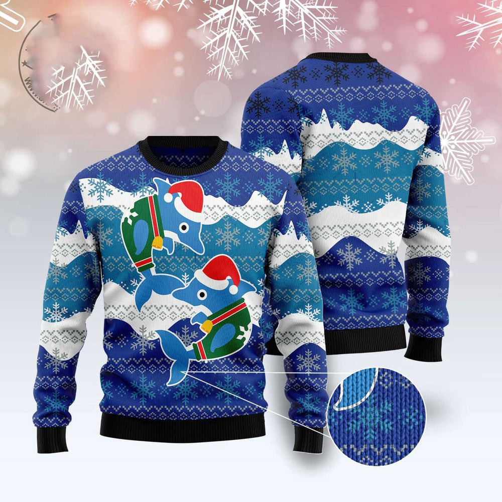 Dolphin Couple Ugly Christmas Sweater Funny Ugly Christmas Sweater Xmas Gifts