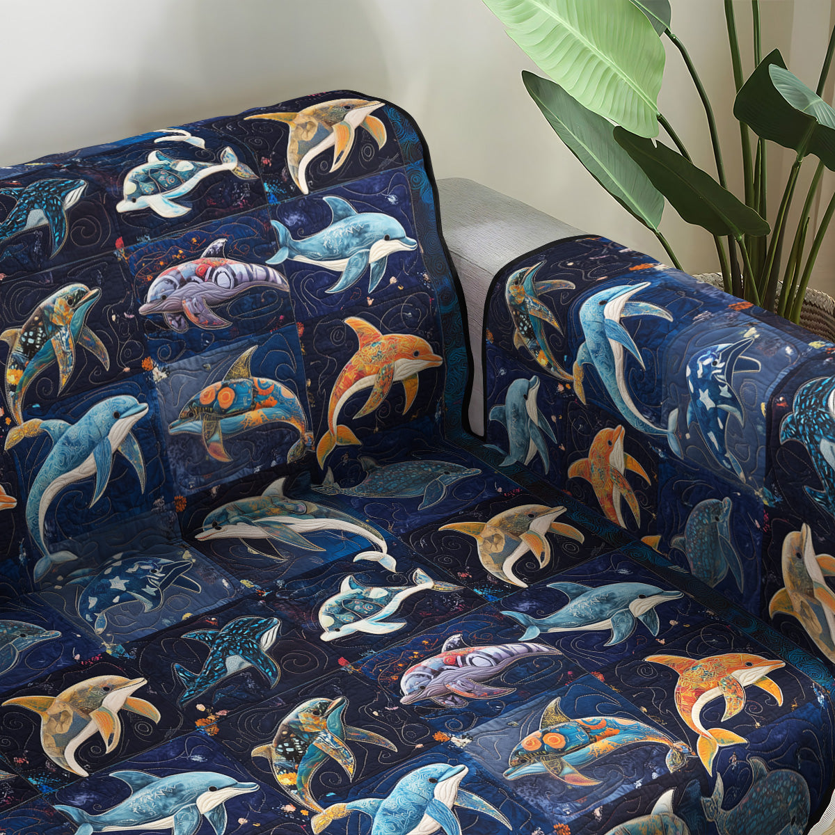 Dolphin Dreams Quilted Sofa Cover Home Decor Best Gifts For Dolphin Lovers