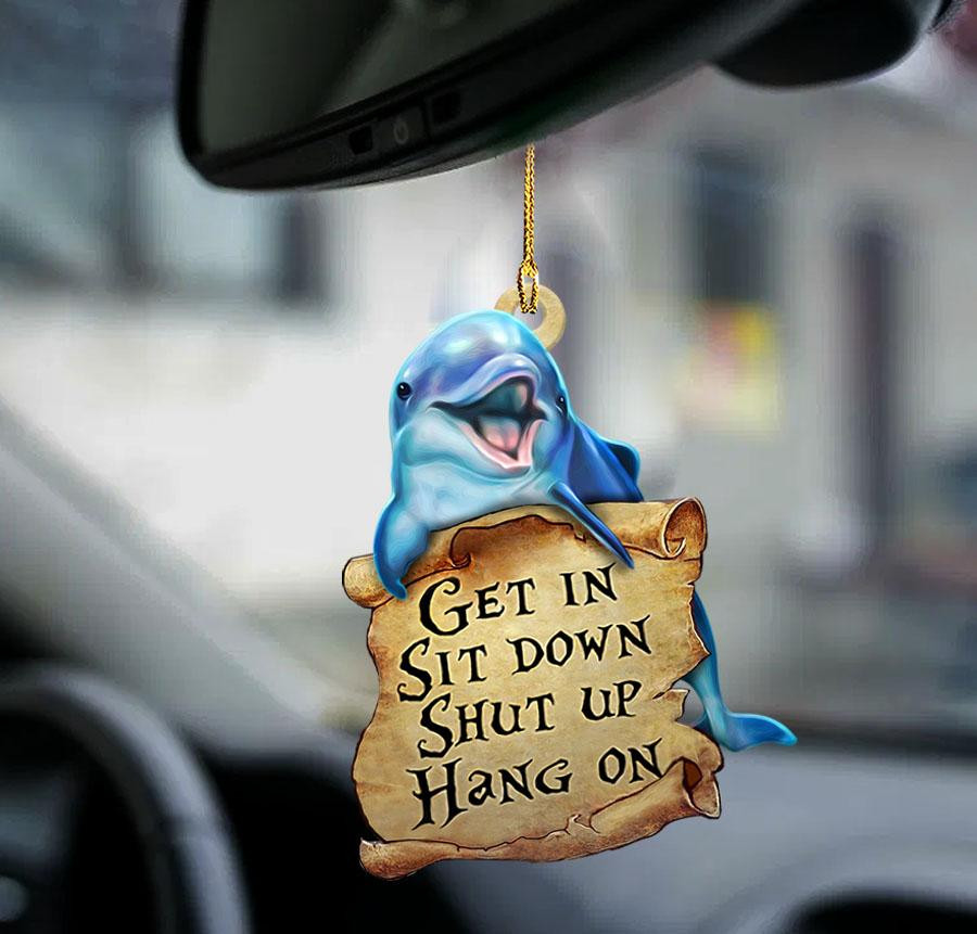 Dolphin get in dolphin lover two sided ornament for car interior decor