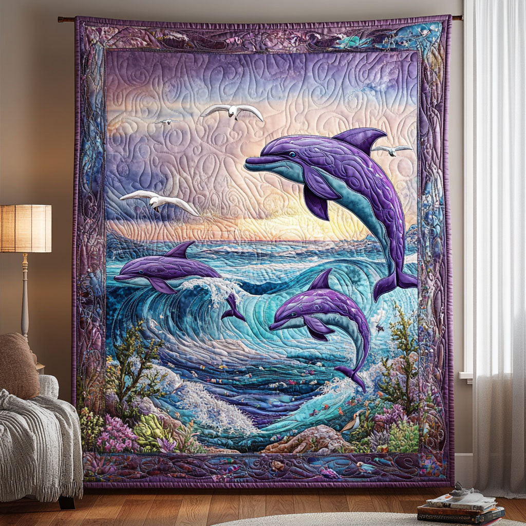 Dolphin Quilt Blanket Couch Blanket Gift For Daughter In Law On Mother'S Day