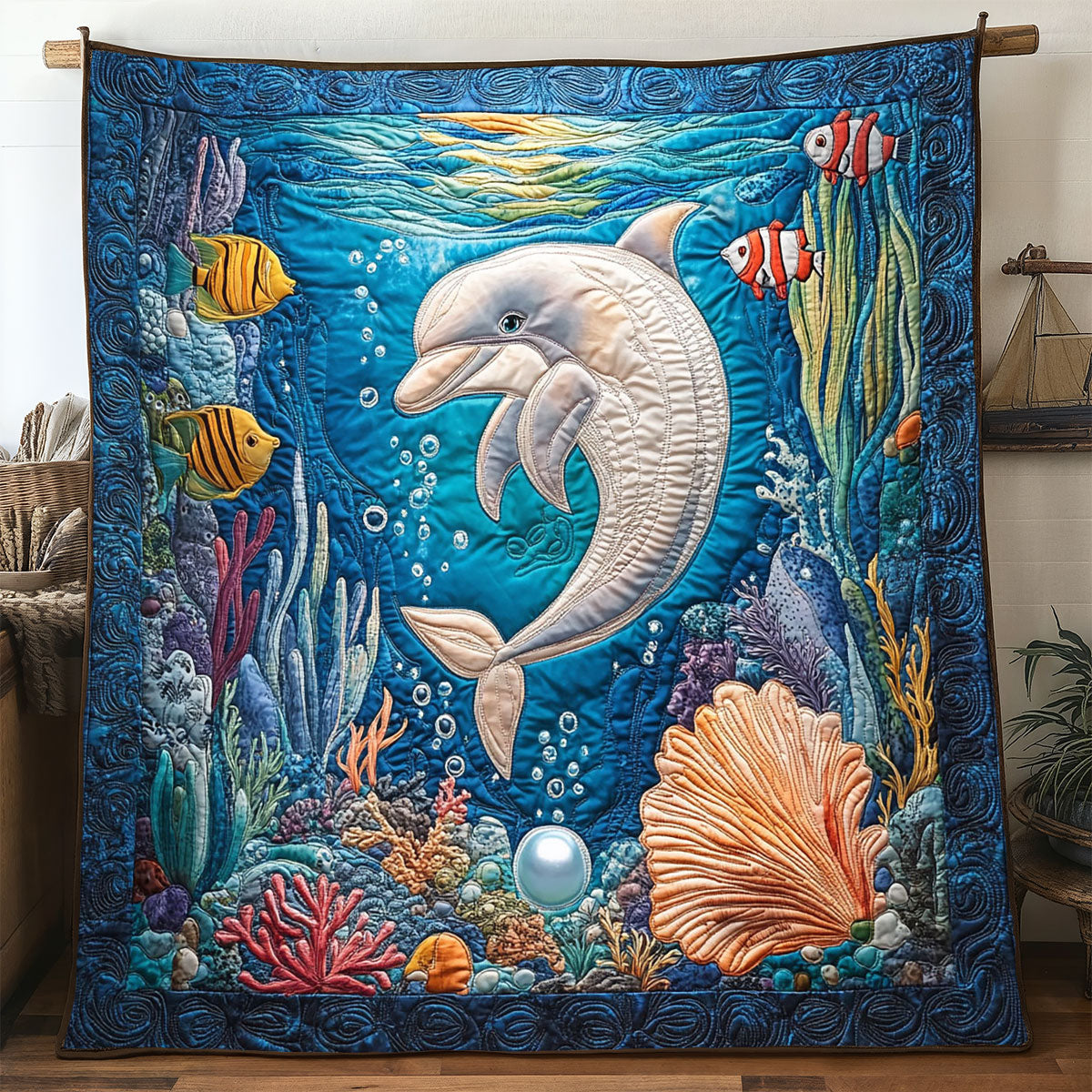 Dolphin's Paradise Quilt Blanket Throw Blankets For Couch Christmas Gifts For Brothers Girlfriend