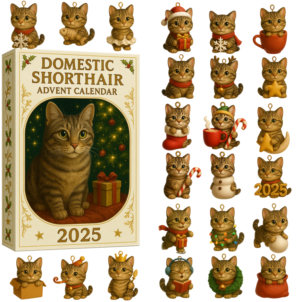 Domestic Bobtail Cat 2025 Advent Calendar Countdown to Christmas Cat Gifts Funny