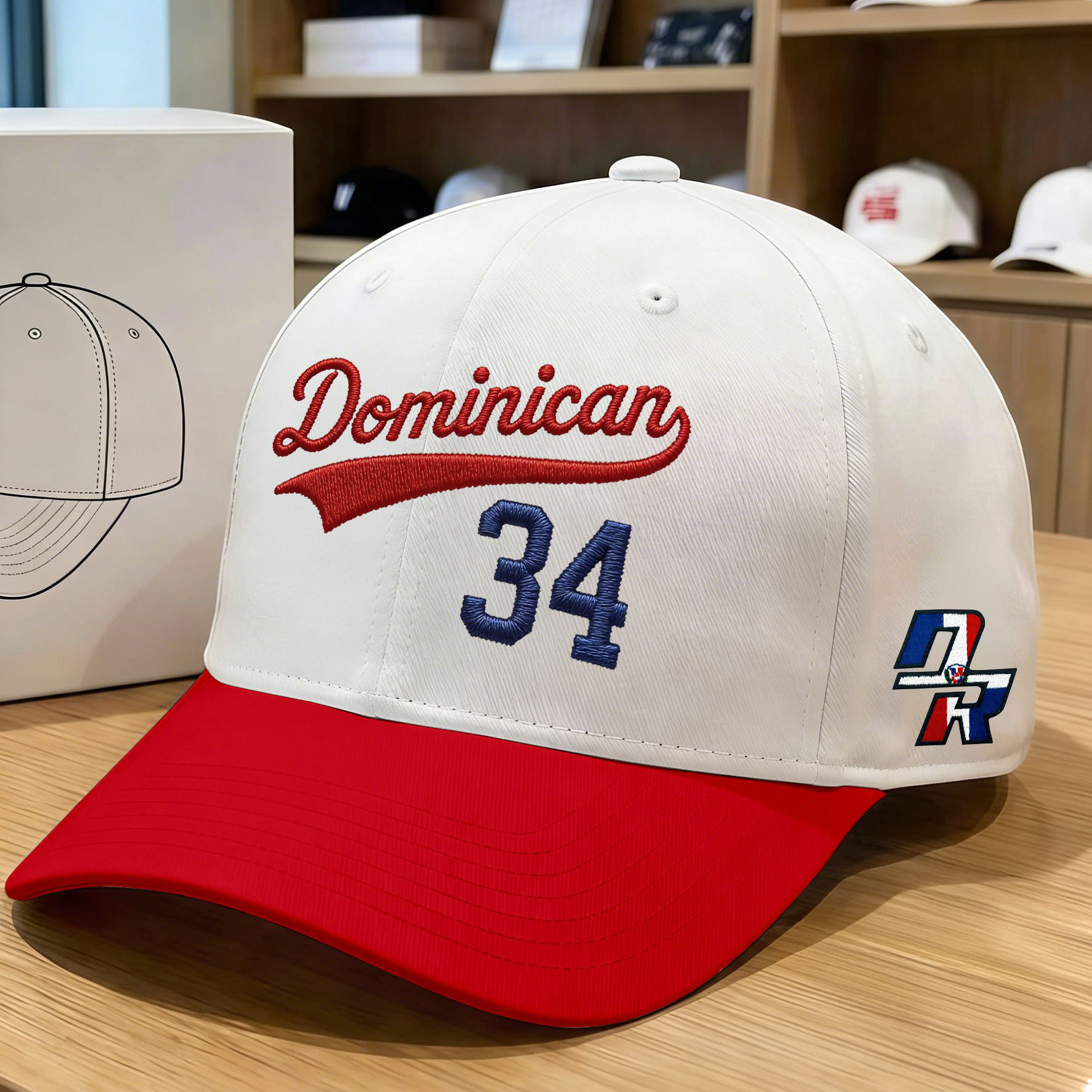 Dominican Baseball 34 Hat Dominican National Team Baseball Cap Cool Gift For Fans