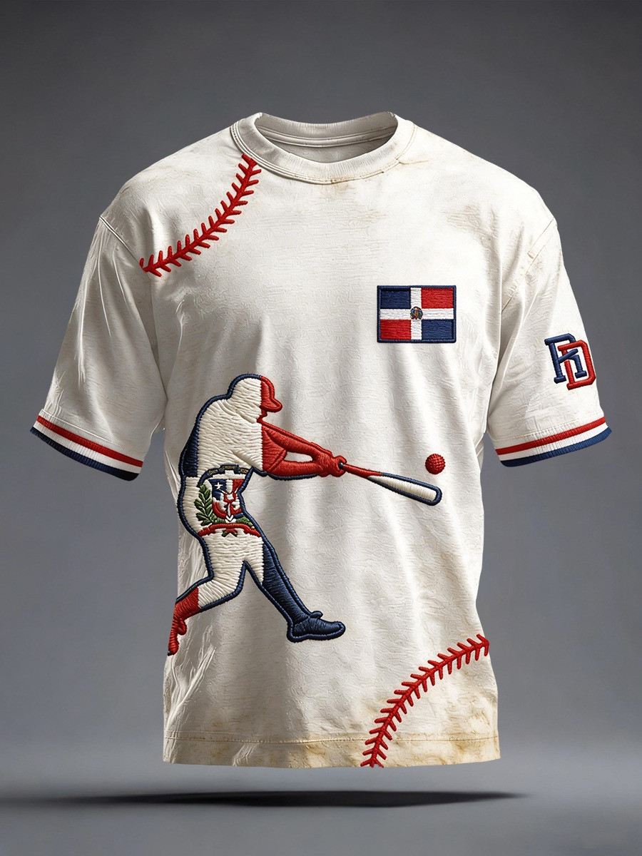 Dominican Republic Baseball Batter T-Shirt Dominican Flag Pride Sports Apparel Best Gift For Fans