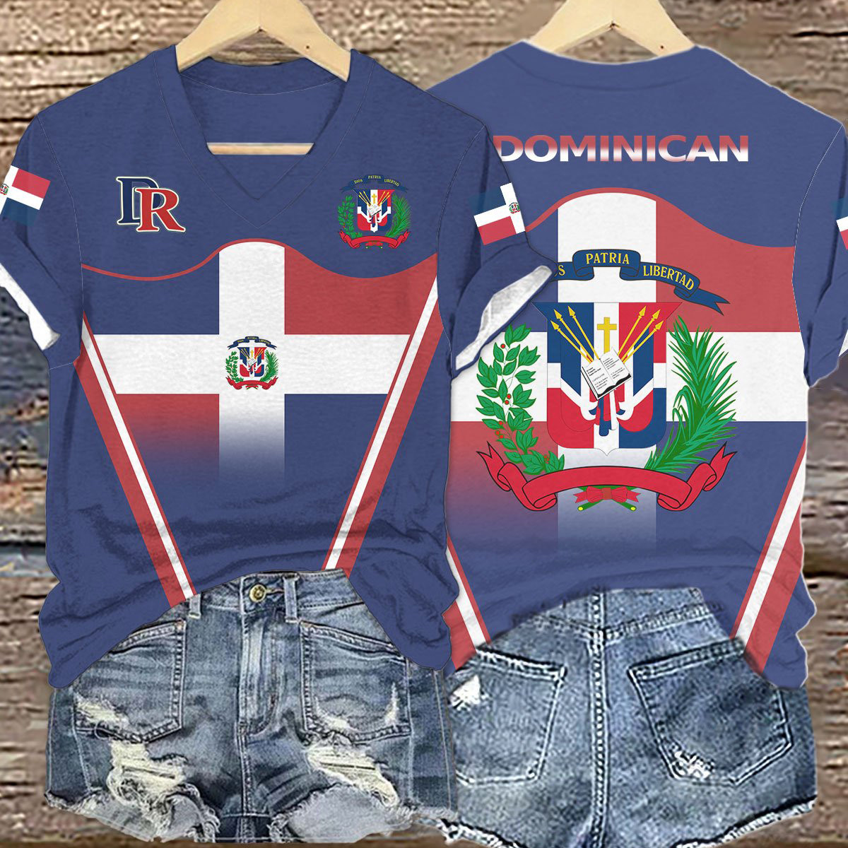 Dominican Republic Baseball V-Neck Shirt Game Day Shirt Dominican National Team Fan Gift