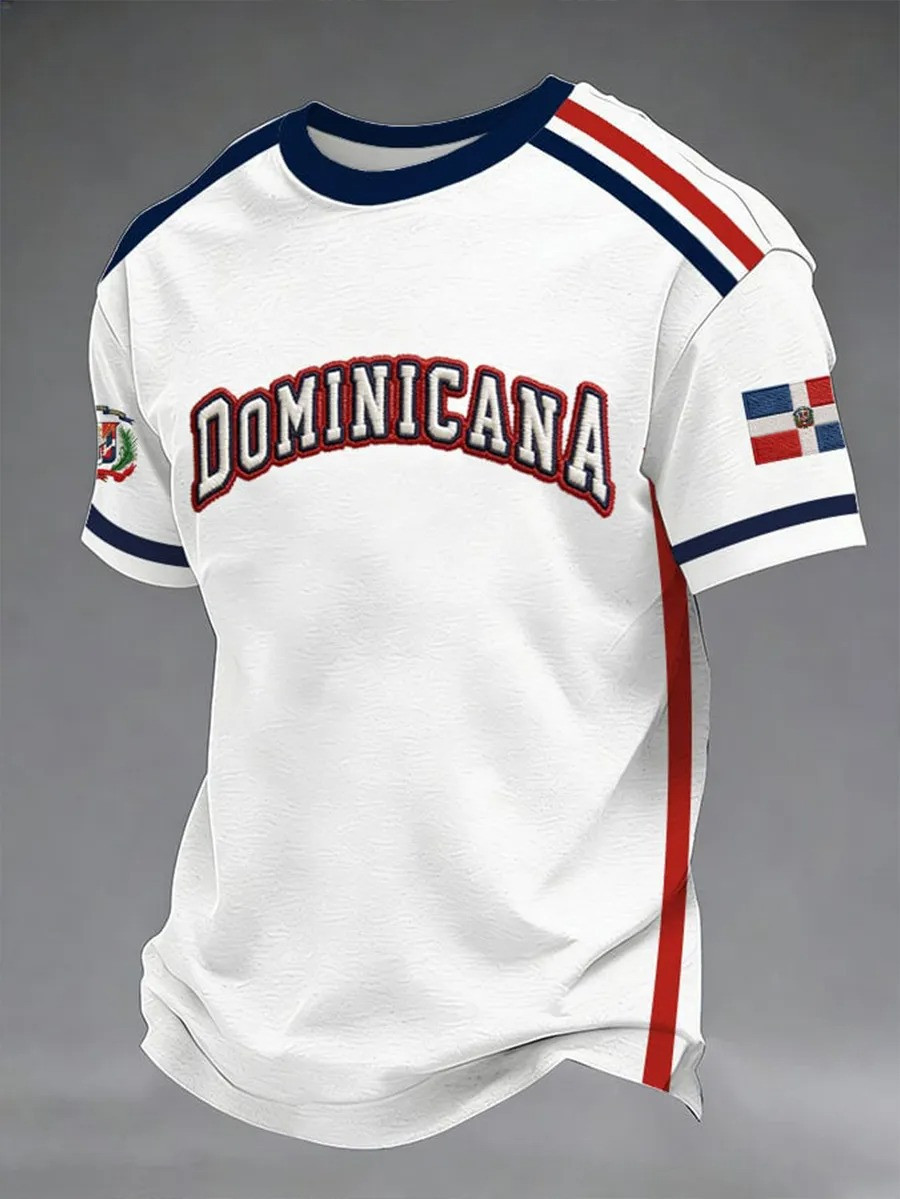 Dominicana Arch T-Shirt Dominican Republic Coat Of Arms Pride Apparel Flag Sleeve Best Gift Fans