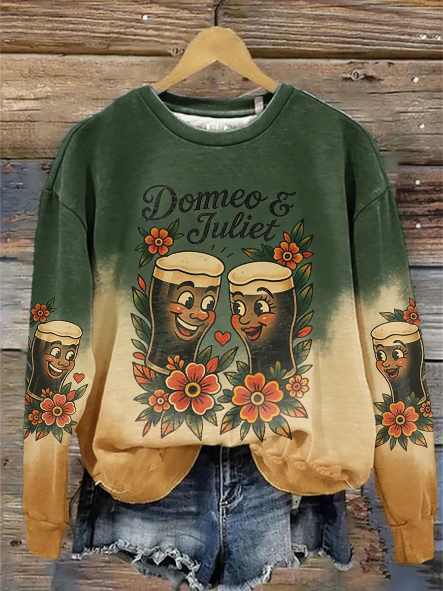 Domneo And Juliet Guinness Sweatshirt St Patrick's Day Women Tie Dye Beer Funny Irish Outfit